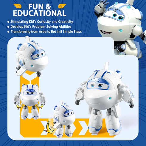 Super Wings 5 Inch Transformable Toys Astra, Airplane Toy Birthday Party Supplies for Preschool Boys Girls Age 3+, White