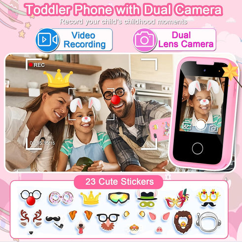 3 4 5 6 7 8 9 8GB Kids Phone for Girls Toys, Gifts for Year Old Girls Boys Christmas Birthday Kids Toys, Touchscreen
