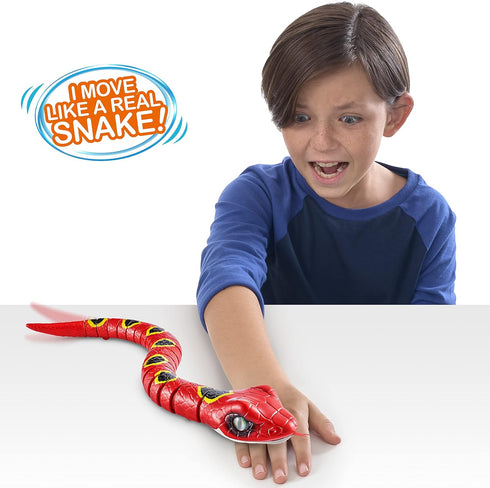 3 7150A Robo Alive Slithering Snake Series Red by ZURU Battery-Powered Robotic Light Up Reptile Toy That Moves (Red)