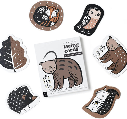 Wee Gallery Woodland Lacing Cards, Sewing Board and Travel Game for Toddlers, Montessori-Inspired Educational Craft
