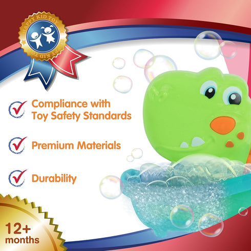 HAP-P-KID 12 18 24 1 2 3 4 5 Dinosaur Bath Bubble Maker, Automatic Dino Bubbles Blower, Bathtub Shower Machine Toys
