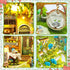 DIY Book Nook Kit, 3D Wooden Puzzle Bookshelf Insert Decor with LED Light, Miniature Dollhouse Kit for Teens and Adults