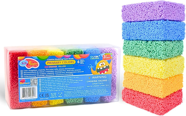 Silly Foam, Creative Modeling Foam Beads, 1-Pack of 6 Primary Colors, Easy
