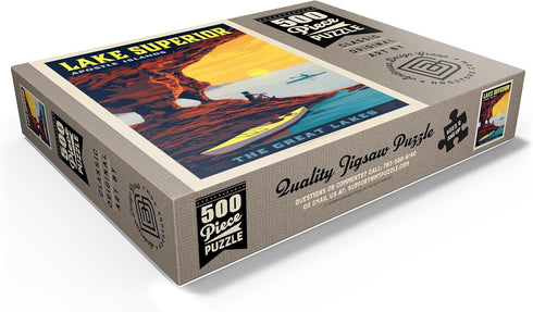 MyPuzzle Great Lakes: Lake Superior Vintage 500 Piece Jigsaw Puzzle for Adults
