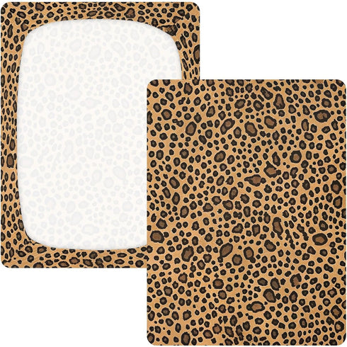 CZXW 52" 28" Fashion Leopard Crib Sheets Fitted x Natural Cotton Soft & Breathable for Baby Crib Mattress