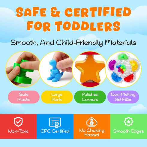 WIZZLY 8-in-1 Set 3+ Busy Hands Fine Motor Skills Toys Kit for Toddler, Montessori Toys for Years Old, Learning