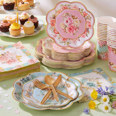 350 Summer Set Set 50 Ziliny Pcs Tea Party Supplies Spring Tableware Disposable Plates Napkins Paper Cups Plastic