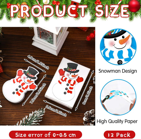 12 Decks Christmas Playing Cards Snowman Shaped Playing Cards Bulk Snowman Themed Mini Playing Cards Deck for Christmas Card Activities Christmas Party Supplies Games Toys Stocking Stuffers