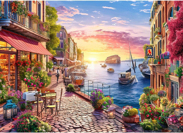 Jigsaw Puzzles for Adults 1000 Pieces, Charming Streets Scene 1:1 Poster, Home Decor Gift for Men Women Elders