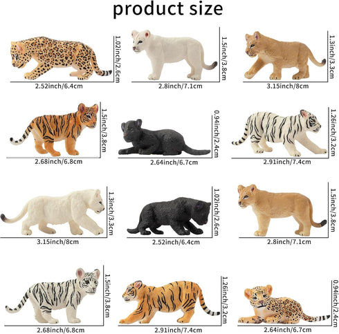 Toymany 12 Safari Animal Figurines Set, High Emulational Plastic Zoo Animals, Cake Toppers for Kids Toddlers