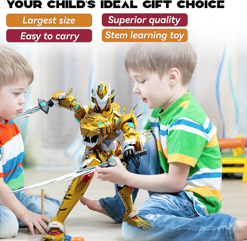 STOULKD 6-12 Animal Transforming into Leopard Robot Toy with Tiger Action Figure, Deformation Robot for Boys & Girls