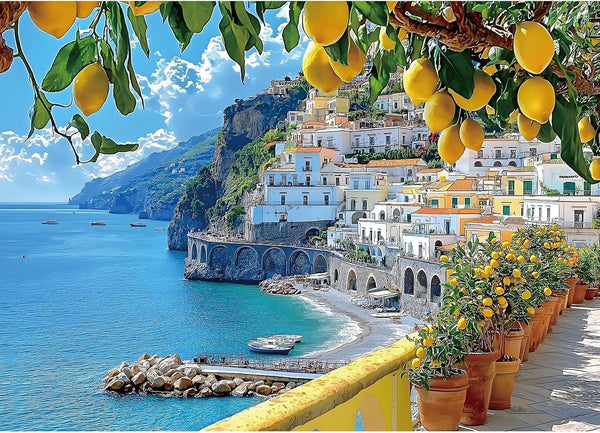 MINIWAN 1000 Piece Amalfi Coast Puzzle, Premium Jigsaw Puzzle for Adults, Rustic