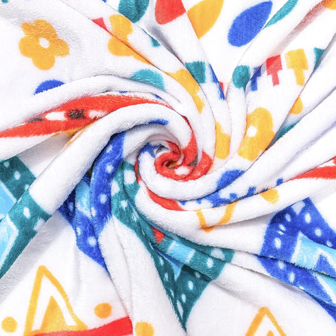 Cozy 30x40 Inch, Whale Flotilla Flannel Fleece Swaddle Blanket, Soft Warm Swaddle Toddler Blanket with Printed Geometry