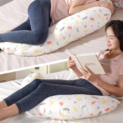 BYRIVER C Shaped Pregnancy Pillow with Cover, Knee Pillow for Side Sleeper