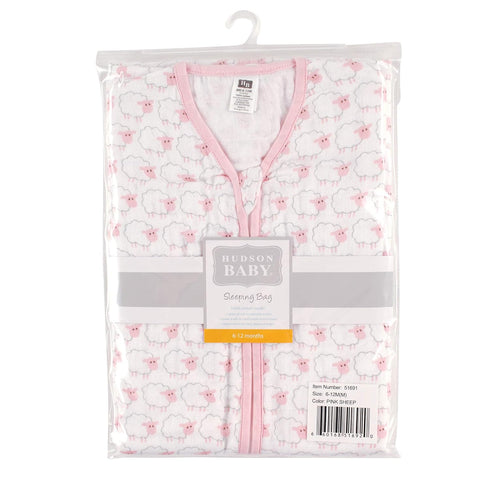 12-18 Hudson Baby Unisex Baby Muslin Cotton Sleeveless Wearable Sleeping Bag, Sack, Blanket, Pink Sheep, Months