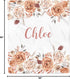 Lovable Gift Co (50 60 Caramel Boho Floral Personalized Baby Girl Blanket, Custom Name Gift x Toddler/Kids)