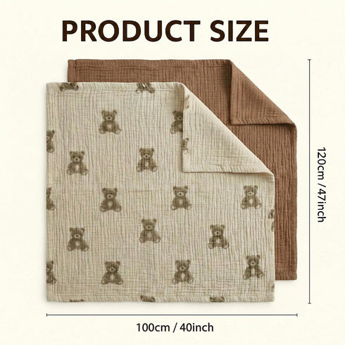 Pikabuki 2 Pack 47 40 inches, Muslin Swaddle Blankets for Boys Girls, Receiving Baby Blanket Large x Soft Breathable