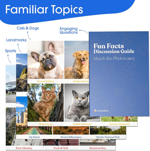 Keeping Busy Match The Photo Game - Fun Facts Set 2 for Seniors with Dementia, Adult Memory Game