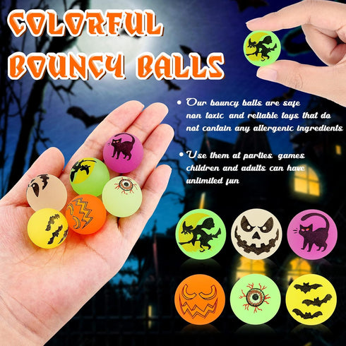 Deekin 300 Pcs Halloween Bouncing Balls, Glow in the Dark Rubber Party Favors for Boys and Girls Birthday Gifts