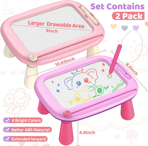 Officygnet Toddler Toys for 1 2 3 Year Old Girls, 2 Pack Magnetic Drawing Board, Doodle Board for Learning