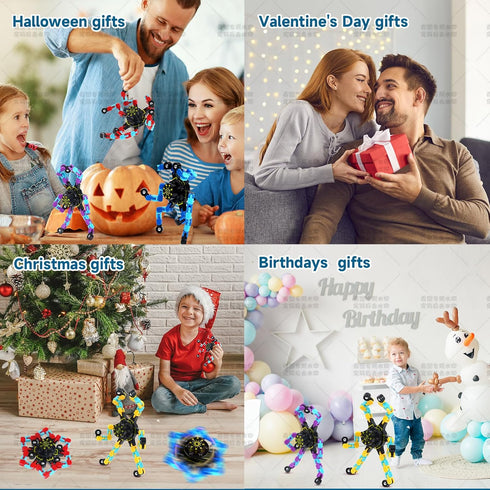 Hdnpea 12PCS Easter Basket Stuffers for Kids, Glow Transformable Fidget Spinners for Kids and Adults, Stress Relief