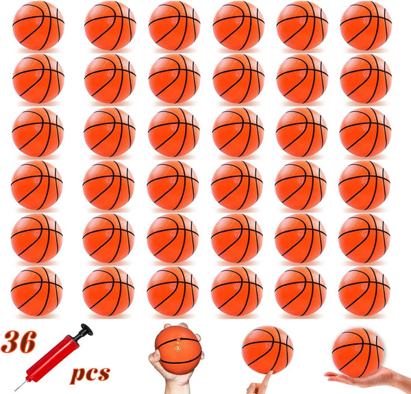 Hymaz 36 Pcs Mini Basketballs 4 Inch Rubber Balls with Pump for Kids Basketball Gifts - Inflatable Sports Party Favor