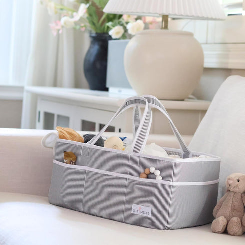 Lily Miles Baby Diaper Caddy - Organizer Tote Bag for Infant Boy or Girl - Baby Shower Basket - Nursery Must Haves
