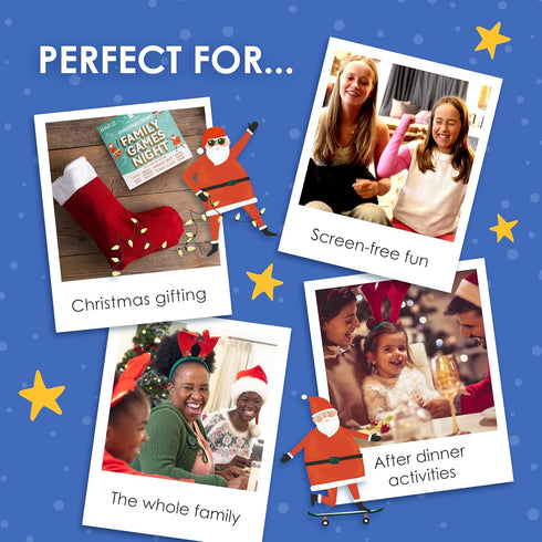 9+ Talking Tables Christmas Family Games Night, Six Games, After Dinner Party, Fun Travel Pocket Games for Kids, Card