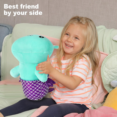 Onsoyours Cute Kitten Mermaid Plush Toy, Soft Kitty Stuffed Animal Pillow for Kids, Blue Cat Mermaid, 12"
