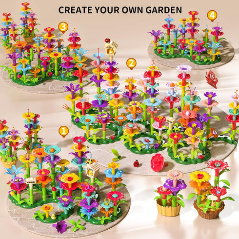TEMI 91 PCS Flower Garden Building Toy, STEM Educational Activity for Kids Age 3-6, Birthday Gifts for Boys & Girls