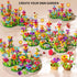 TEMI 138 PCS Educational STEM Toy and Preschool Garden Play Set for Kids Age 3-7 - Flower Stacking Toys