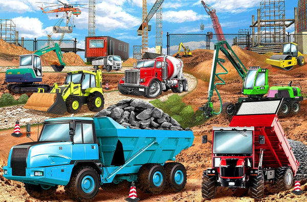 HUADADA Puzzles for Kids Ages 4-8, 100 Piece Construction Vehicles Educational Jigsaw Puzzles for Boys and Girls