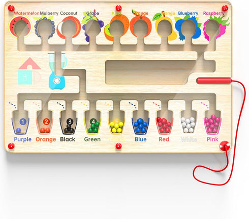 Keyssori Magnetic Maze Board for Kids Age 3-5, Montessori Educational Wooden for All