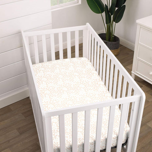 24x5x38 Inch (Pack 1) NoJo Neutral Cheetah Peach, Pink & Ivory Super Soft Mini Crib Sheet, Pink, Peach, Ivory