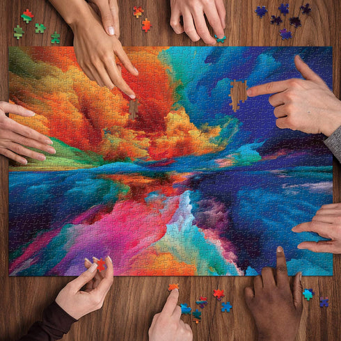 Impossible Puzzles for Adults 1000 Piece - Hard Difficult Jigsaw Puzzles, Gradient Rainbow Colorful Challenges