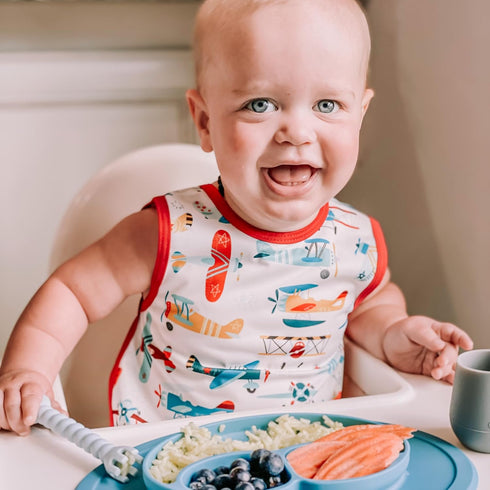 6m-3T BapronBaby Retro Airplanes Bapron - No Neck Tie Safer Bib for Baby & Toddler - Soft Waterproof Stain Resistant