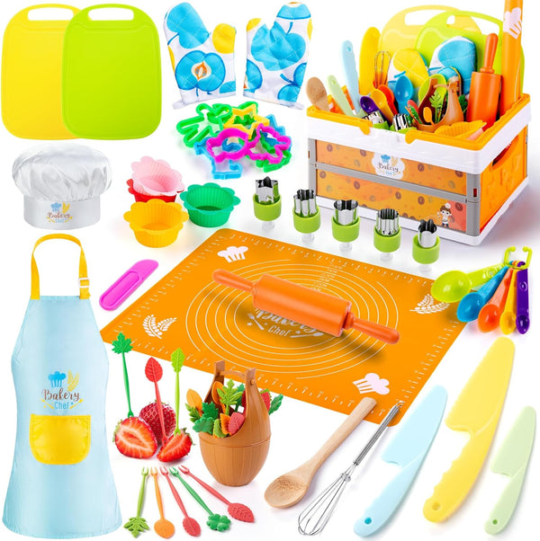 EFO SHM 52 PCS Kids Cooking Sets, Montessori Pretend Play Kitchen Toys
