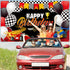 Car Racing Happy Birthday Backdrop, Car Themed Party Decorations, Photo Background for Birthday Photography Decor