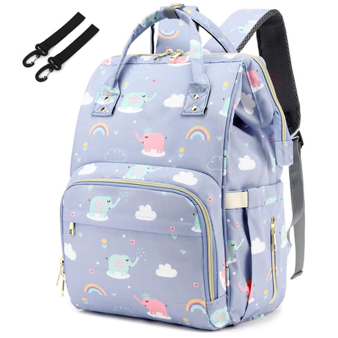 Yusudan Elephant Diaper Bag Backpack for Baby Girls, Mom Waterproof Large Nappy Bags