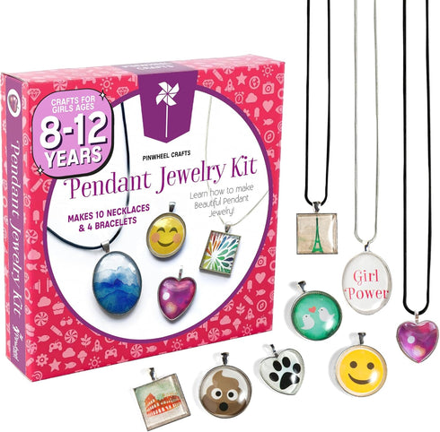 Pinwheel Crafts Pendant Jewelry Making Kit for Girls 8-12+ Years, Necklace and