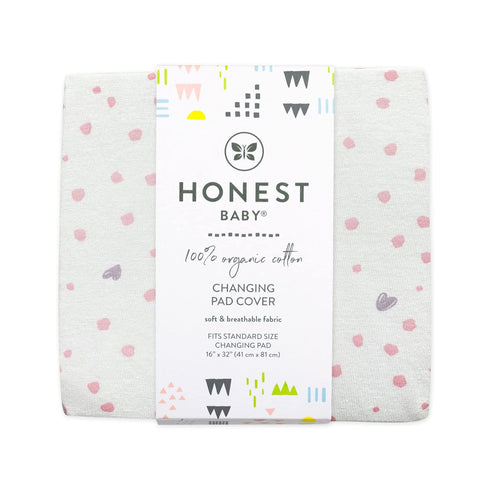 (Set HonestBaby Organic Cotton Changing Pad Covers of Two), Love Dot, One Size