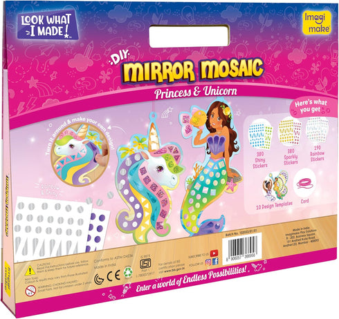 Set 3,4,5,6,7,8 Imagimake Mirror Mosaic Princess & Unicorn Kids Art | DIY Art & Craft Kits | Foil Stickers for Kids |