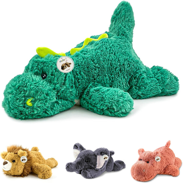 16" Green Dinosaur Weighted Stuffed Animal, 2 Pounds Sensory Comfort Plush Toy Gift for Kids & Adults