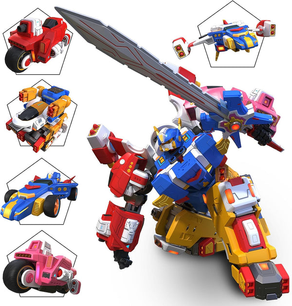 5-in-1 Transforming Vehicles Playset with Motorcycles, Planes, Go-Karts - STEM Stacking Car Kit for Kids Birthday Gift