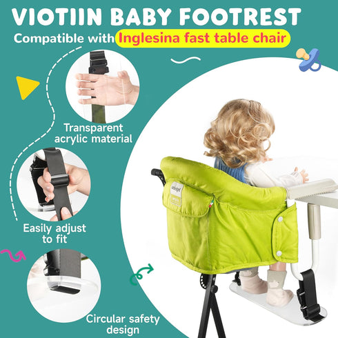 Acrylic Baby Footrest Compatible with Inglesina Fast Table Chair, Adjustable Baby Footrest for Hook On High Chairs