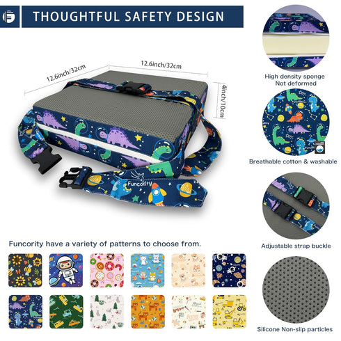 4 Inch Toddler Booster Seat for Dining Table, Portable Booster Seat for Kitchen Chair, High-Density Foam Cushion