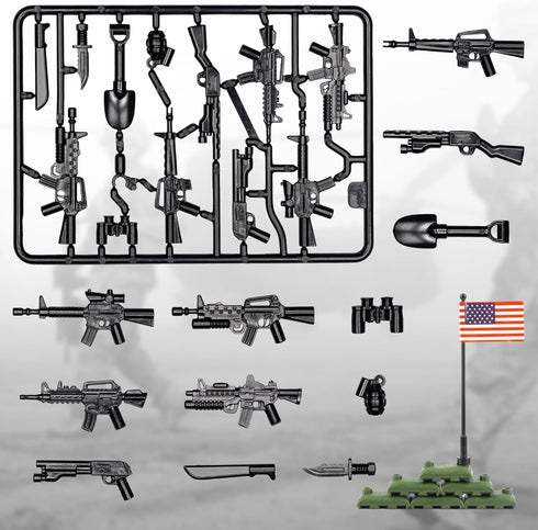 Weapons Pack Military Accessories U.S Weapons in Vietnam War Toy Set, Compatible with Major Brands