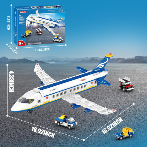 510 Set, 6 IN1 6-12+ WINGIFT Pcs City Passenger Airplane Building Plane Building Blocks Toys, STEM Aircraft Bricks