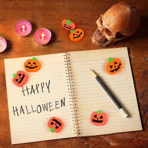 36 Pcs Halloween Pumpkin Erasers, Mini Novelty Pencil Erasers for Kids, Party Favors, Holiday Gift