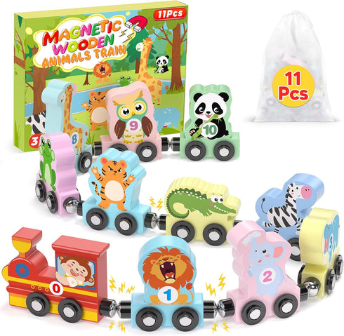 Oomloid 11 Pcs Magnetic Train Set Montessori Toys for 1 2 3 Years